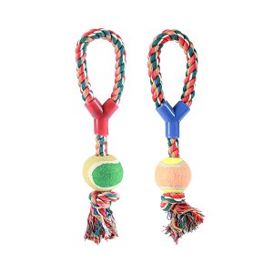 Brinquedo Chalesco Forca com Bola de Tênis para Cães - Cores Sortidas