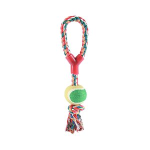 Brinquedo Chalesco Forca com Bola de Tênis para Cães - Cores Sortidas