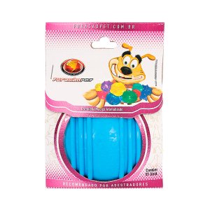 Brinquedo Furacão Pet Bola de Borracha Maciça Azul com Friso para Cães